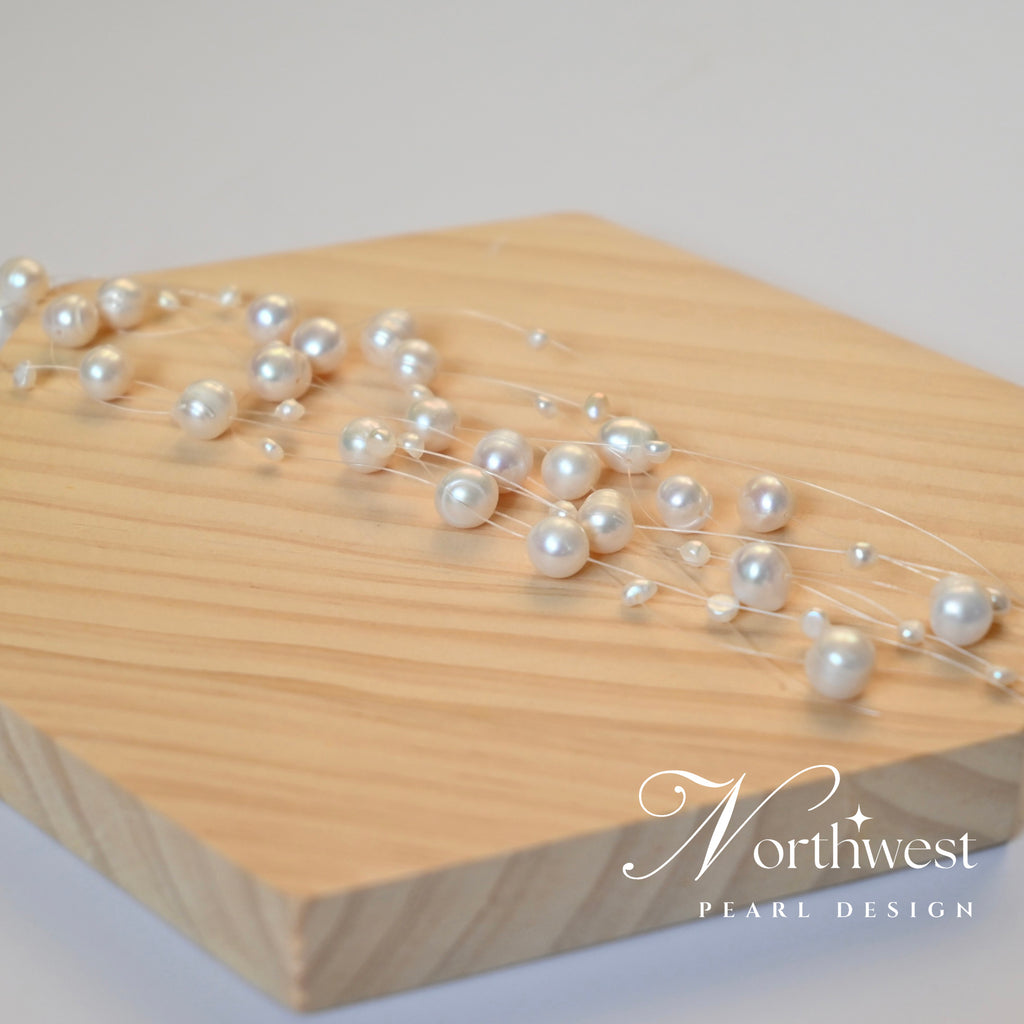 Floating Freshwater Pearl Necklace - Bridal Necklace