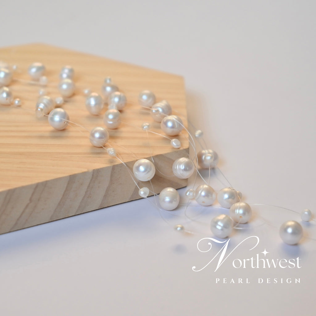 Floating Freshwater Pearl Necklace - Bridal Necklace