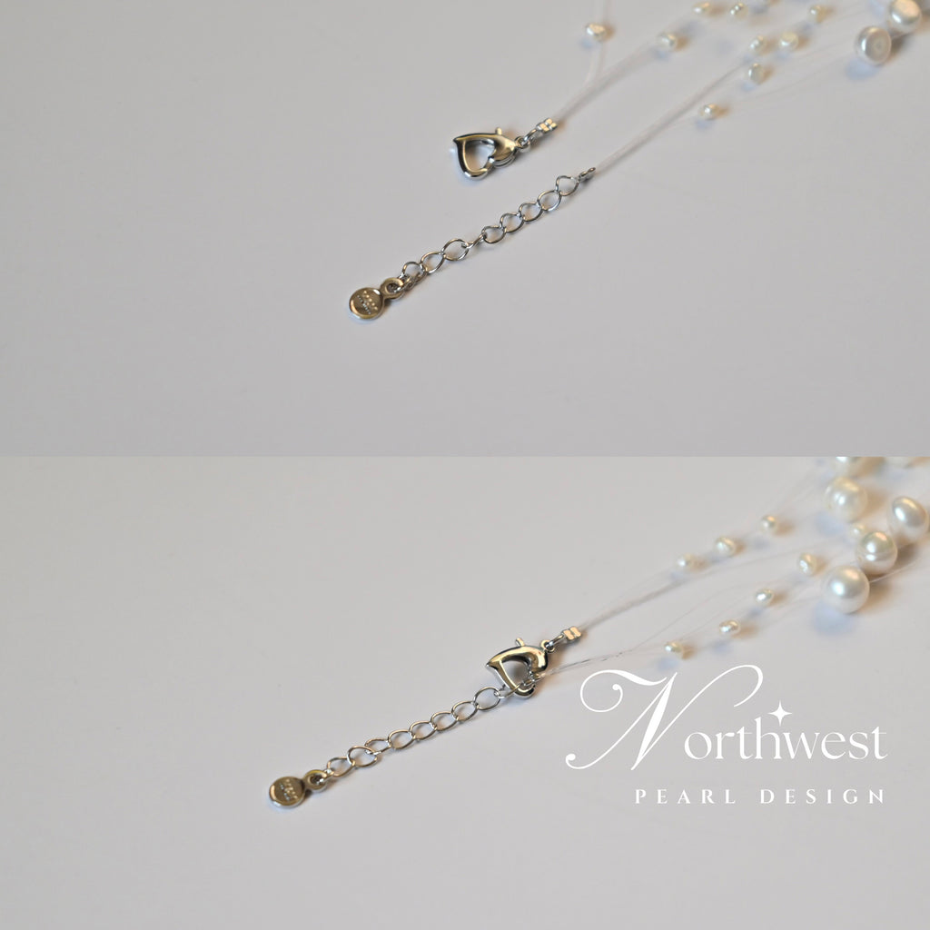 Floating Freshwater Pearl Necklace - Bridal Necklace
