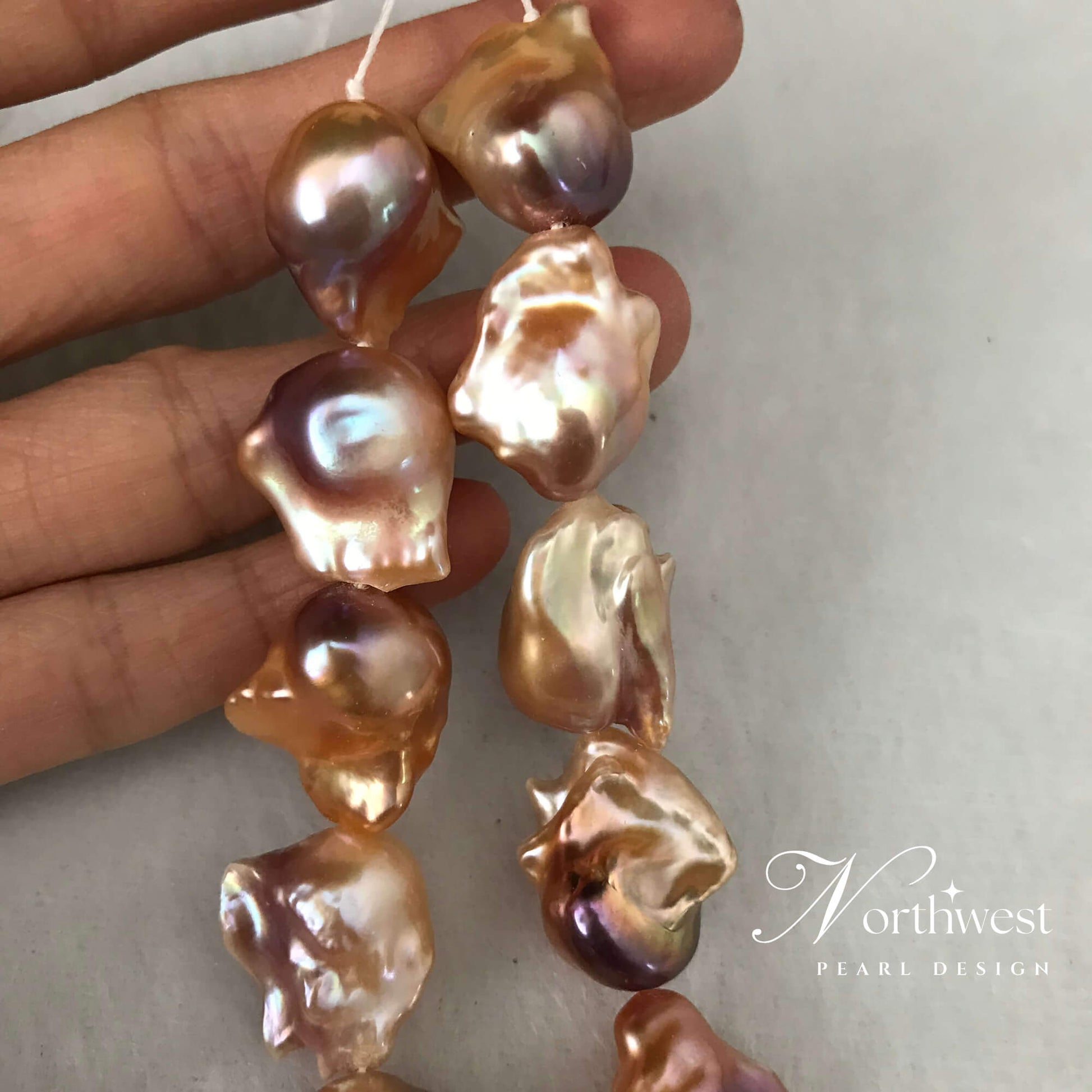 Peach Pink Baroque Pearl Necklace