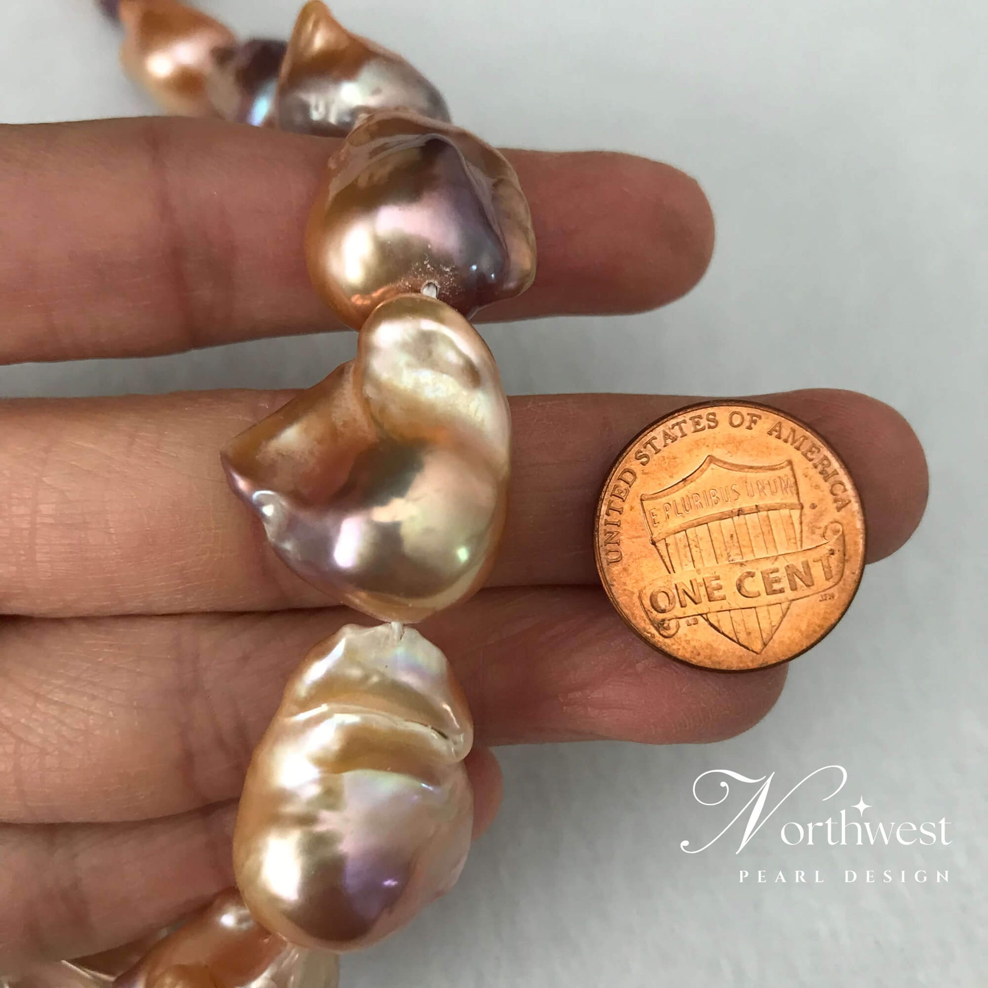 Peach Pink Baroque Pearl Necklace