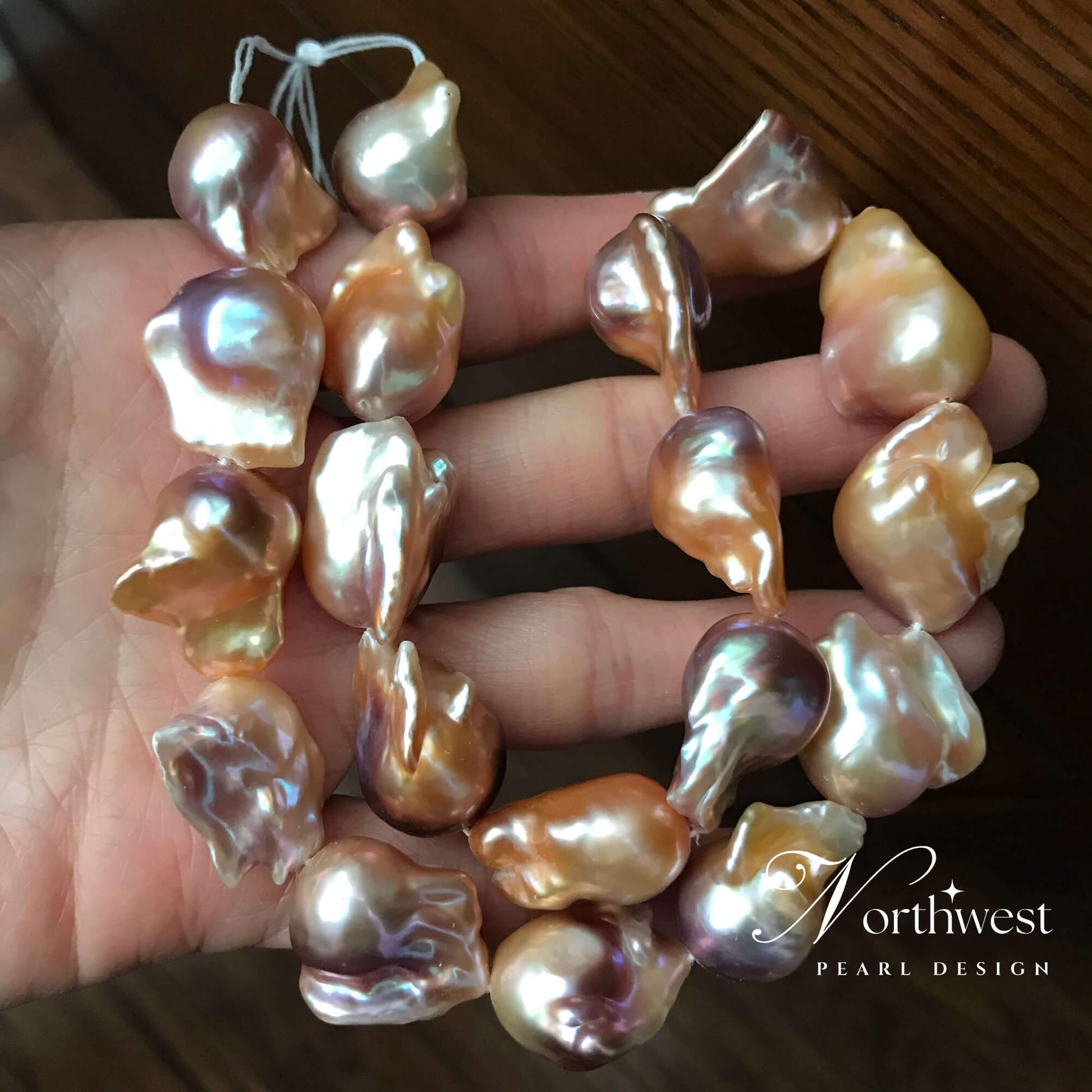Peach Pink Baroque Pearl Necklace
