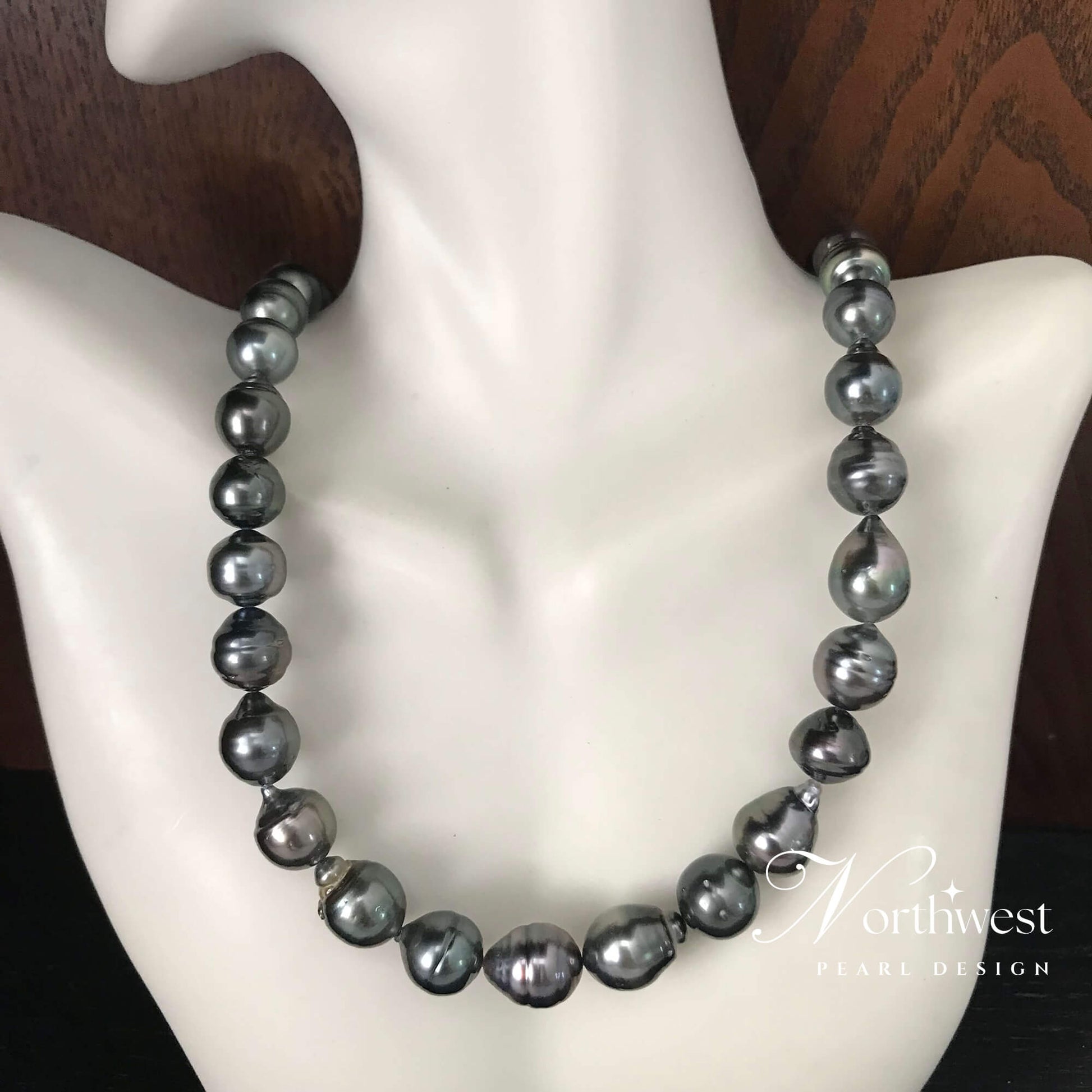 Black Tahitian Pearl Necklace – Round Baroque Pearls