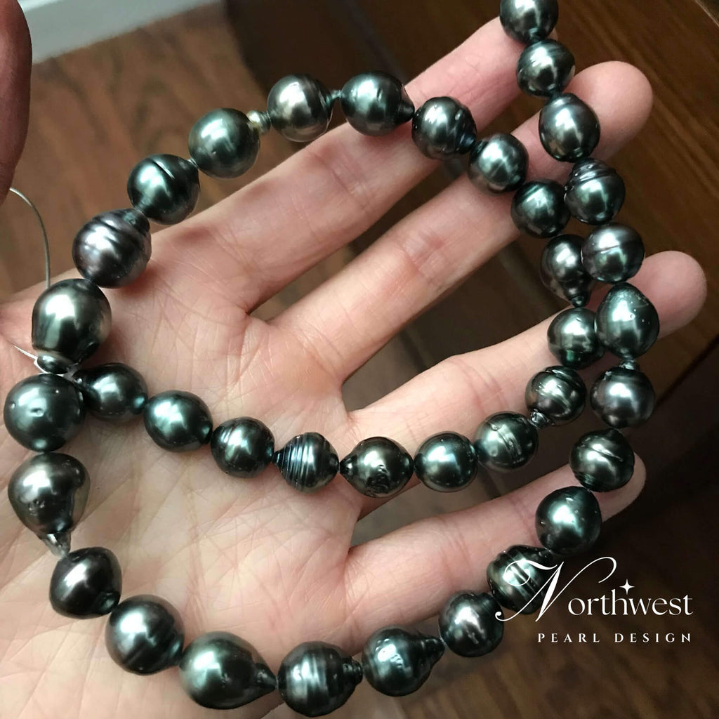 Black Tahitian Pearl Necklace – Round Baroque Pearls