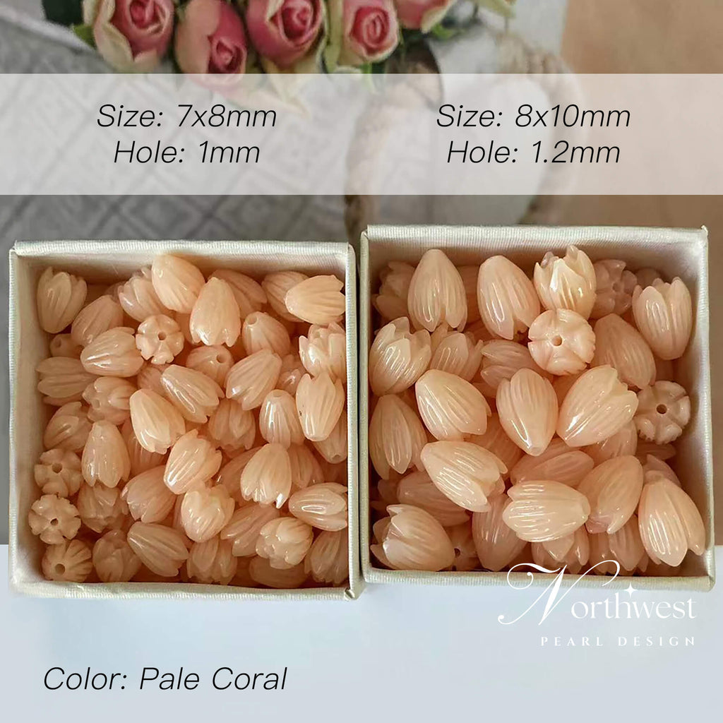 Pale coral lotus shape beads for crafting necklaces and bracelets