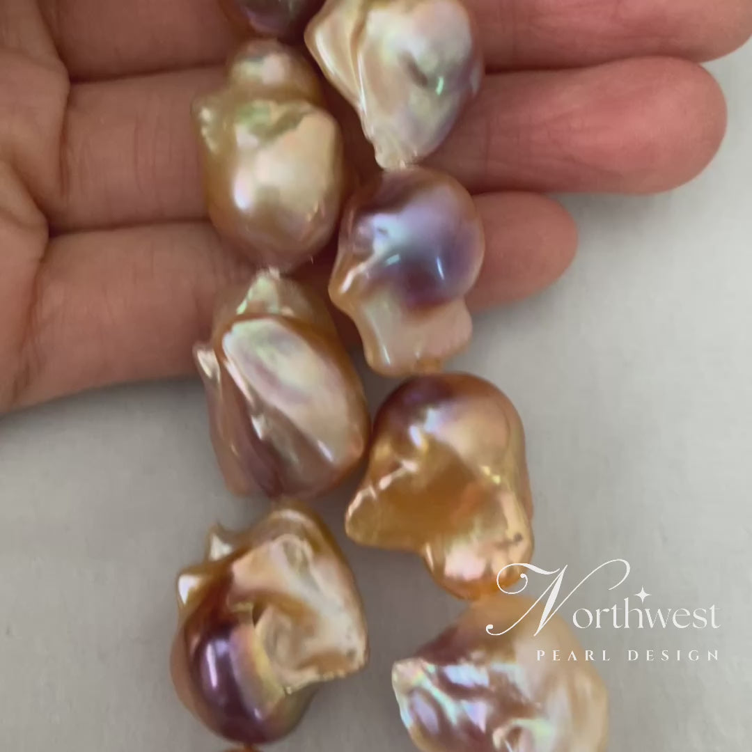 Peach Pink Baroque Pearl Necklace