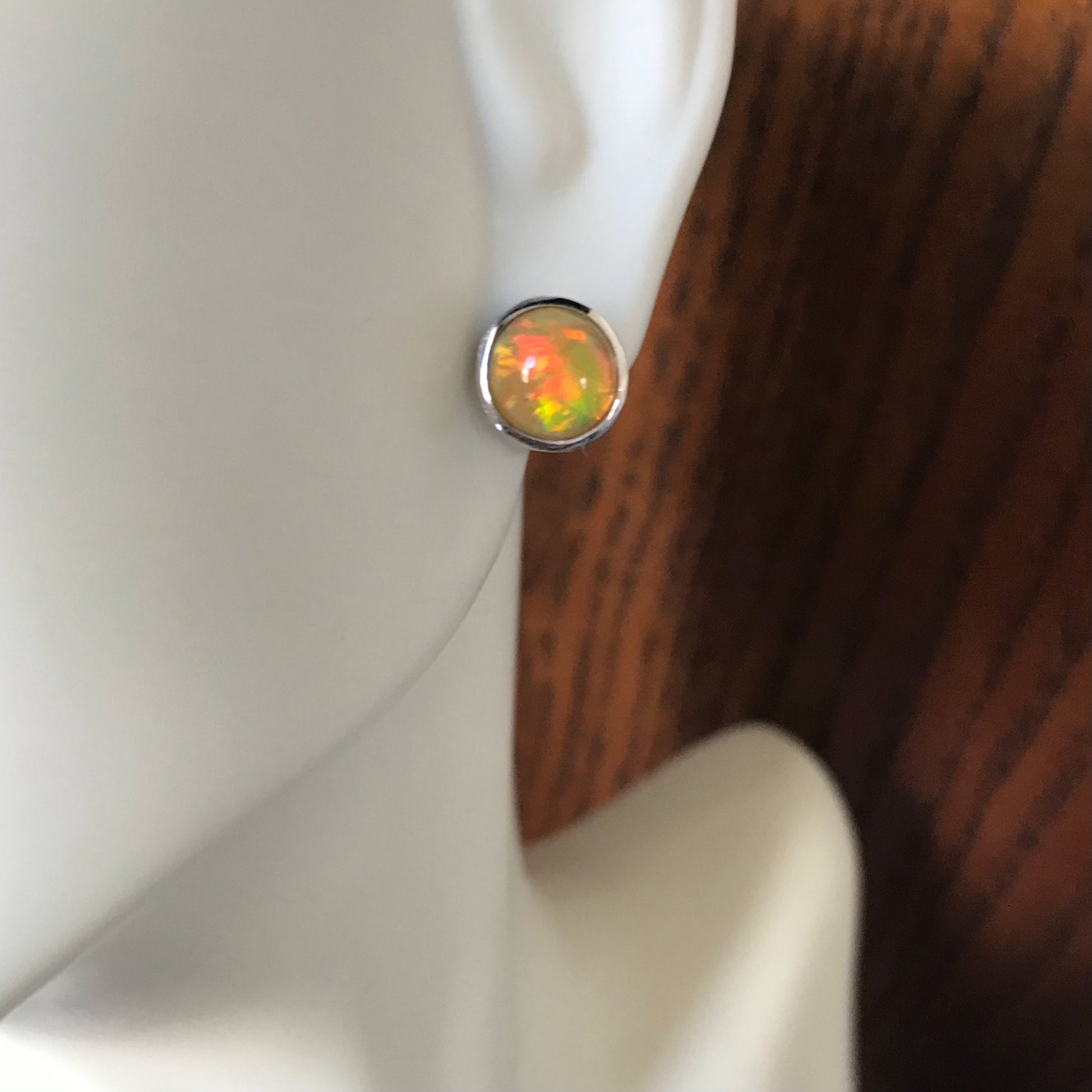 Ethiopian opal earrings,S925 silver opal earrings,Stud earrings opal earrings,