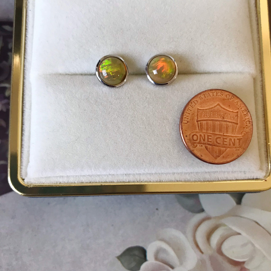 Ethiopian opal earrings,S925 silver opal earrings,Stud earrings opal earrings,
