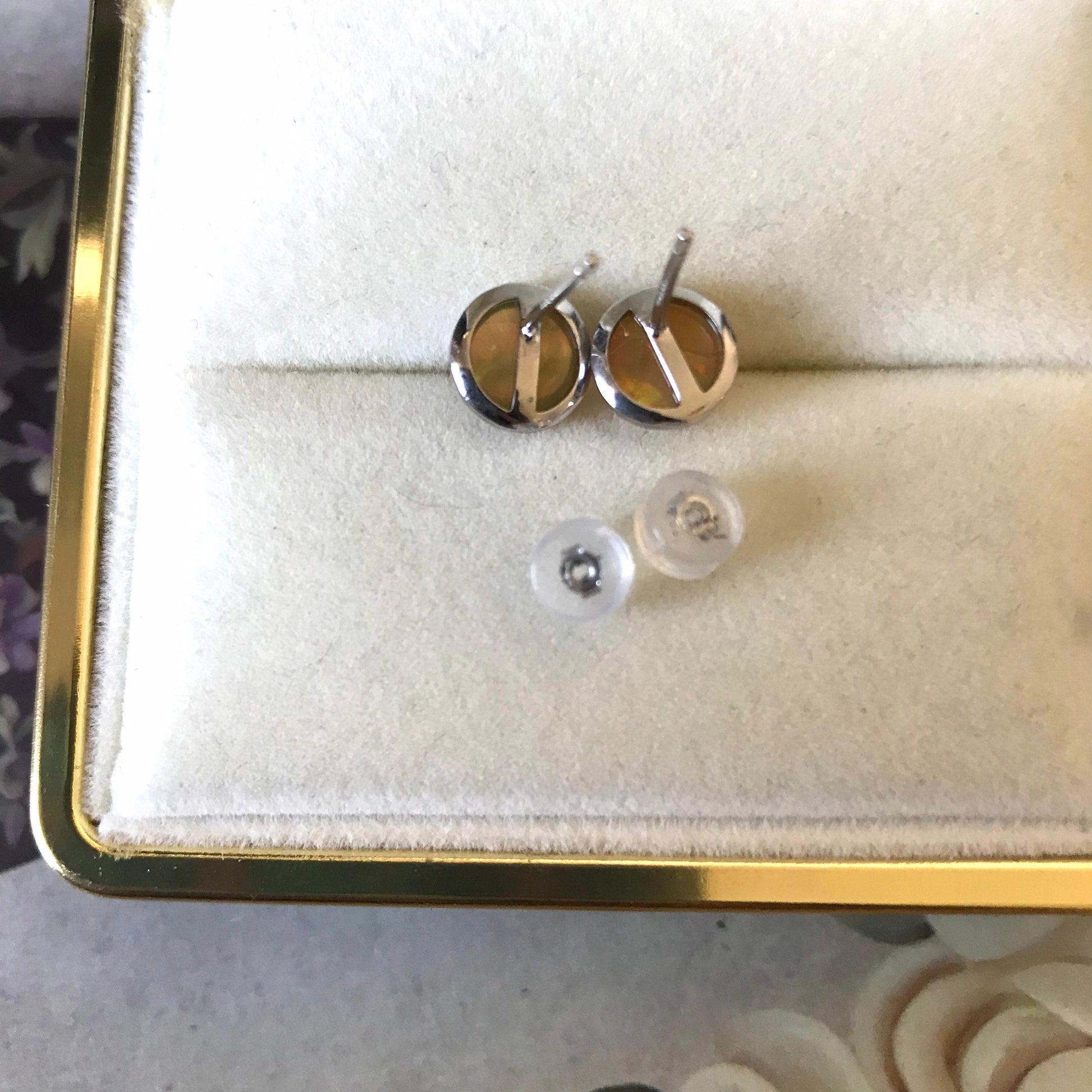 Ethiopian opal earrings,S925 silver opal earrings,Stud earrings opal earrings,