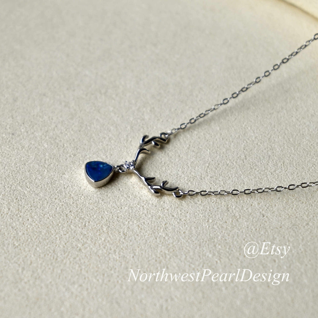 Australian Opal doublet necklace,S925 silver opal pendant,opal necklace,Doublet opal